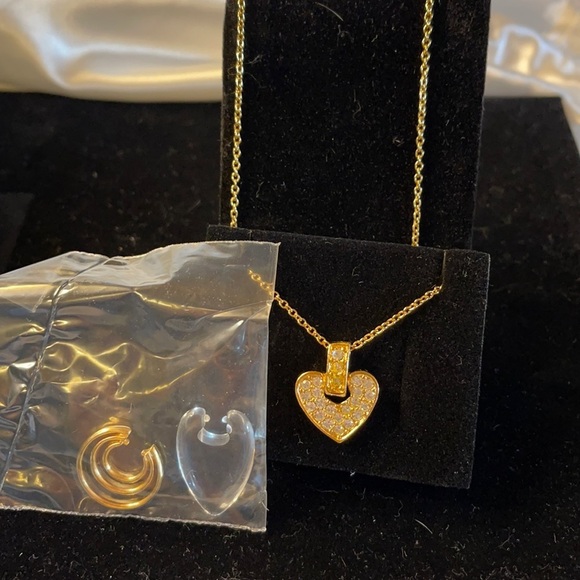 Avon (1992) Vintage 3 pc 16” Pave Crystal Transition Necklace “Change of Heart” - Picture 1 of 4
